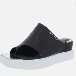 DKNY Tarah Womens Leather Slip On Platform Sandals sz 8 NEW